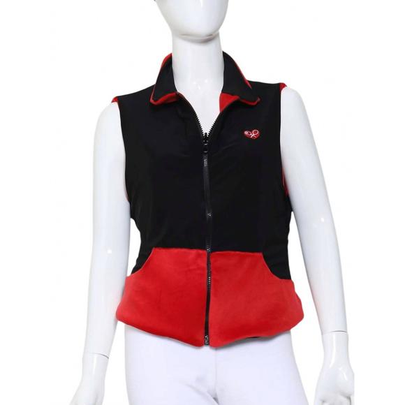 NEW LOVE LOVE TENNIS women's reversible vest in red velvet